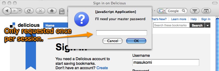 It asks you for the master password the first time only