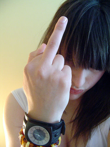 Giving the finger